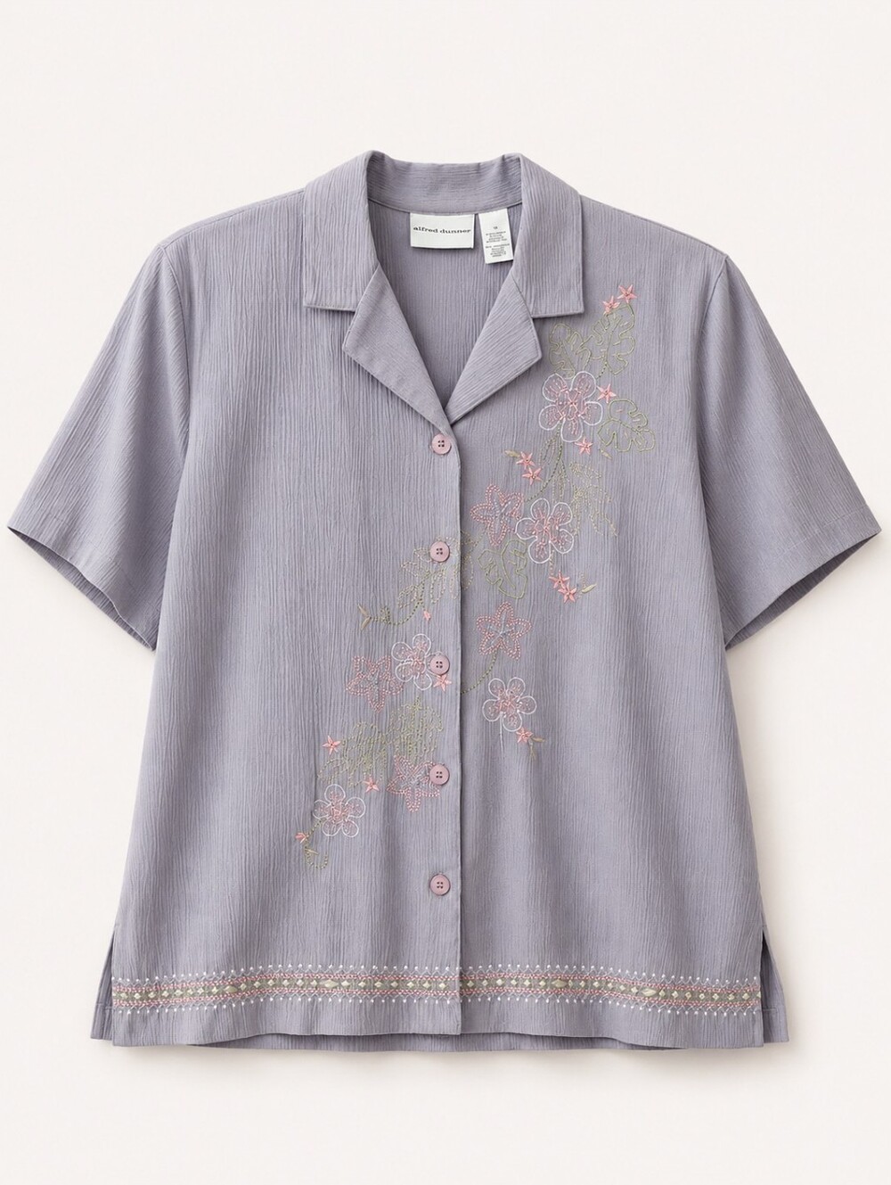 Vintage Boho Embroidered Beaded Short-Sleeve Lightweight Festival Button Blouse